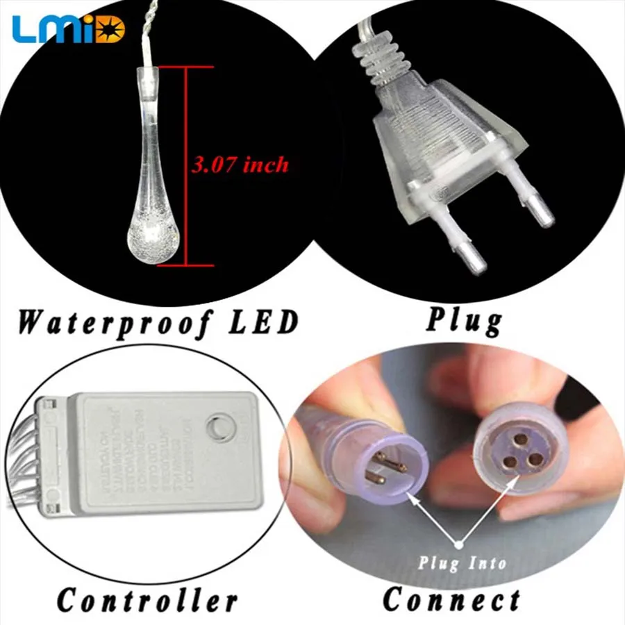 LMID праздничное освещение рождественские огни наружные водонепроницаемые светодиодные гирлянды Декоративные светодиодные фонари сказочные огни наружные с вилкой