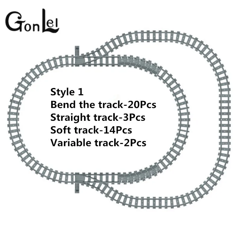 

GonLeI Toys for Children Building Blocks Rail Tracks for Train Straight & Curved Tracks to Make One Circle Kids toys Legoingly