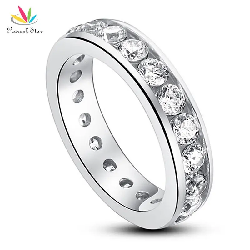 Peacock Star Solid 925 Sterling Silver Eternity Wedding Band Ring Jewelry CFR8004