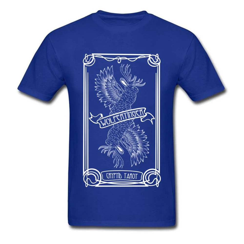 Summer Tops Shirt Summer/Fall 2018 Popular Round Neck 100% Cotton Fabric Tee-Shirt Men Tshirts Cryptid Tarot Series Wolpertinger Cryptid Tarot Series Wolpertinger blue