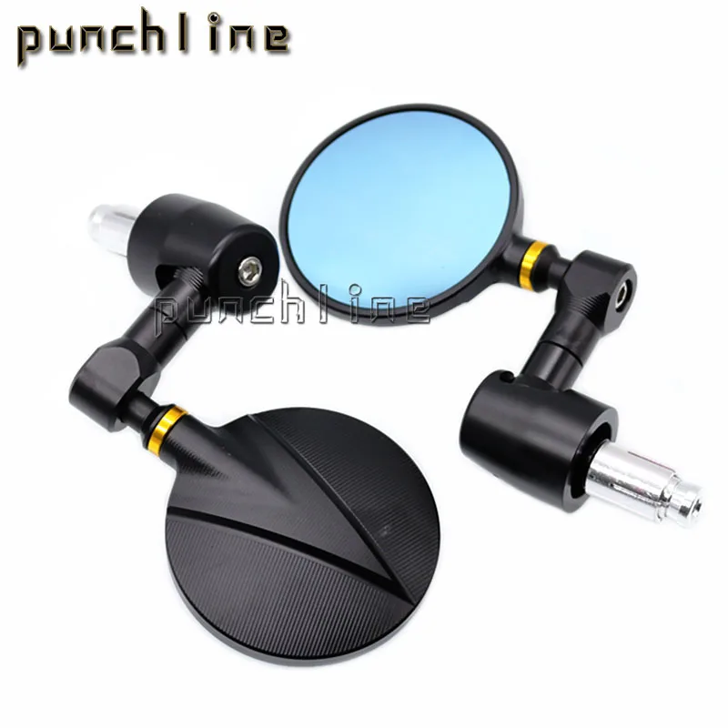 

For KAWASAKI Z250 Z750 Z1000 Universal Motorcycle 7/8" 22mm Rearview Mirror Handle Bar End Blue Side Mirror