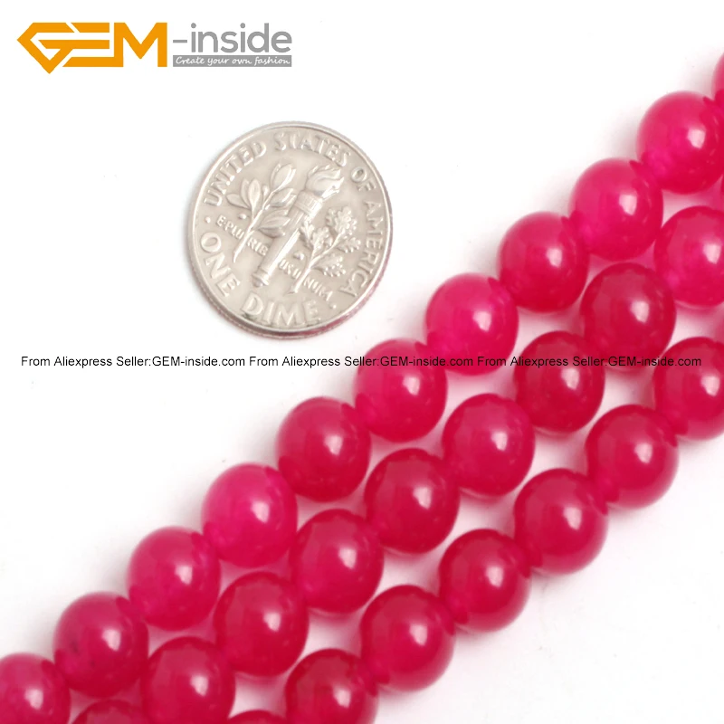Rose Red Round Jades Beads For Jewelry Making 8mm 15inches DIY