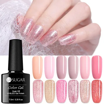 

UR SUGAR Rose Gold Glitter Gel Soak Off UV Gel Polish Silver Pink Glitter Semi Permanent Nail Art Gel varnish Varnish