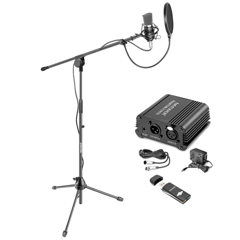 

Neewer NW-700 Pro Condenser Microphone Kit: Condenser Mic Mic Floor Stand 48V Phantom Power Supply Shock Mount ilter Mask Shield