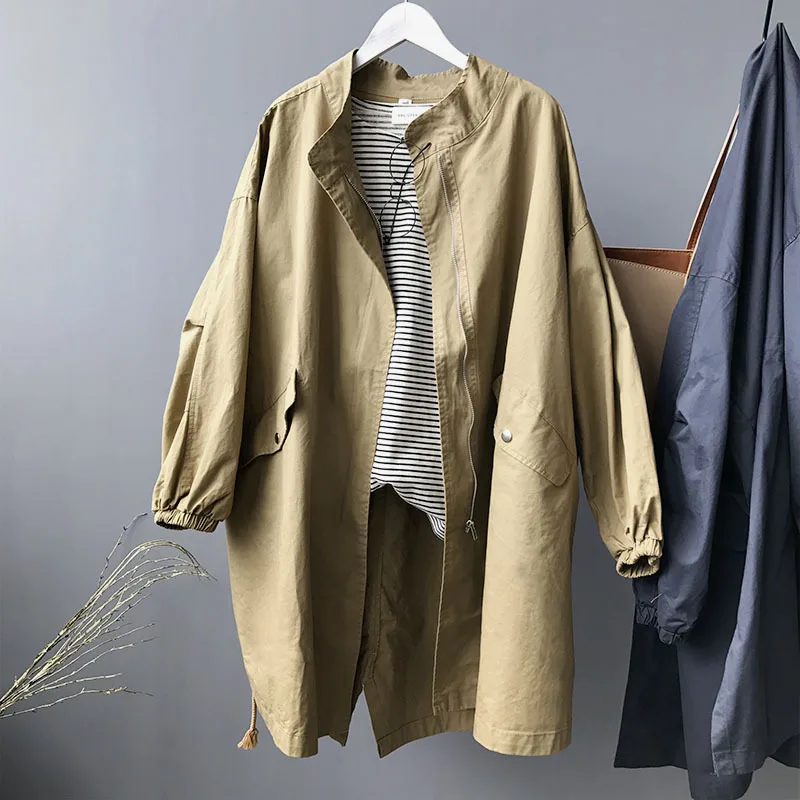 Осенняя Женская одежда, 90% хлопок, женское длинное пальто цвета хаки, тренч для женщин, Casaco Feminino Harajuku Abrigo Mujer, женская мода