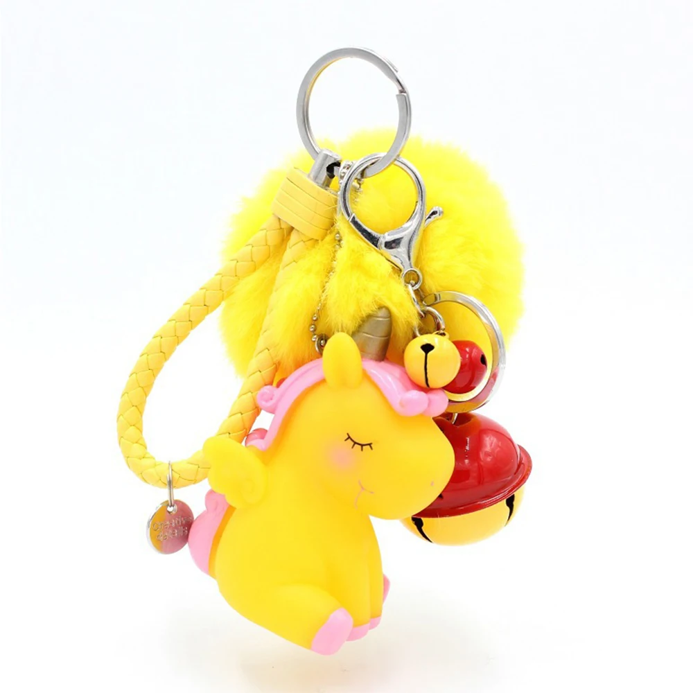 

Unicorn Plush Keychains Kawaii Toys Fluffy Fur Pom Pom Metal unicornio Keyring Girls Bag Hang Pendant Kids Birthday Gift Toys
