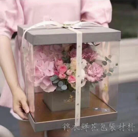 

3Pcs/Lot 20*20*30CM/30*30*35CM New High-Transparent Hand-Held PET Flower Box Scratch-Proof Gift Box Cake Box Bouquet Gift Box