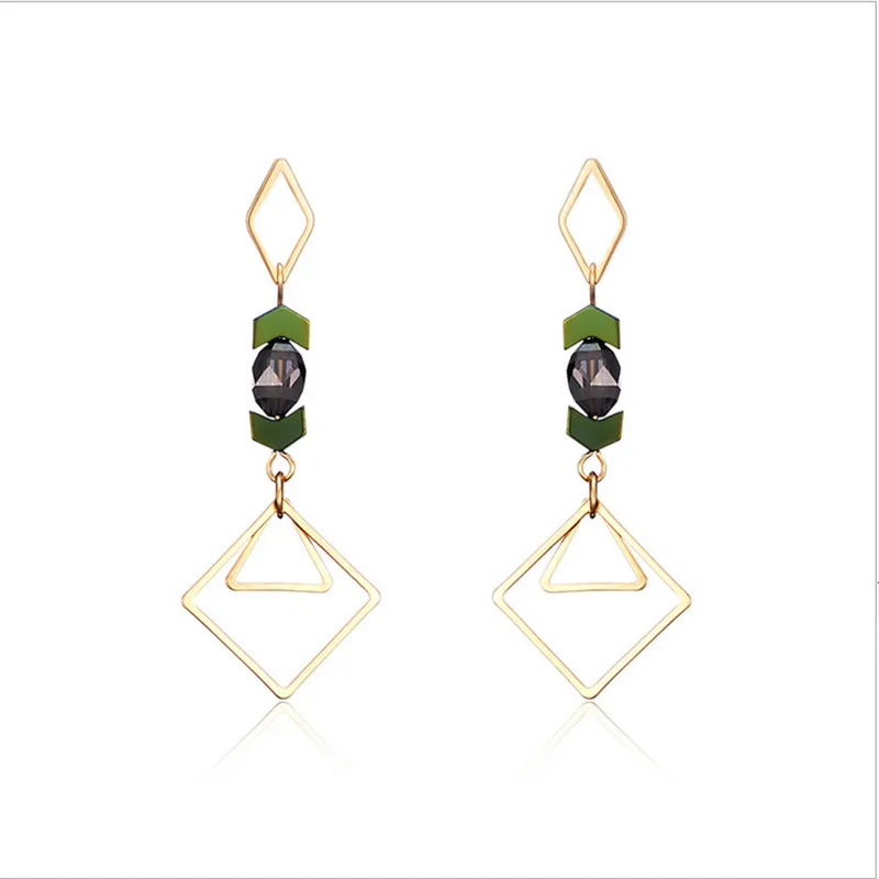 NJ Handmade Original Jewelry Retro Hollow Geometric Triangle Crystal Drop Earrings for women Free Shipping | Украшения и