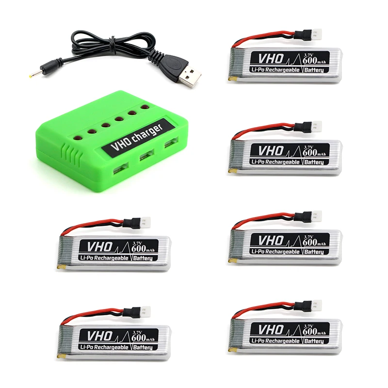 

6PCS High Qaulity 3.7V 600mAh 25C Li-Polymer Battery +6 in 1 Charger For JJRC H37 RC Quadcopter wholesale Dorp Shipping