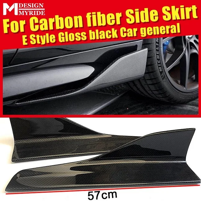 

Fits For Volkswagen Scirocco Side Skirt Body Kit Carbon Fiber Gloss Black Car Side Skirts Spoiler E-Style Side Skirts Splitters