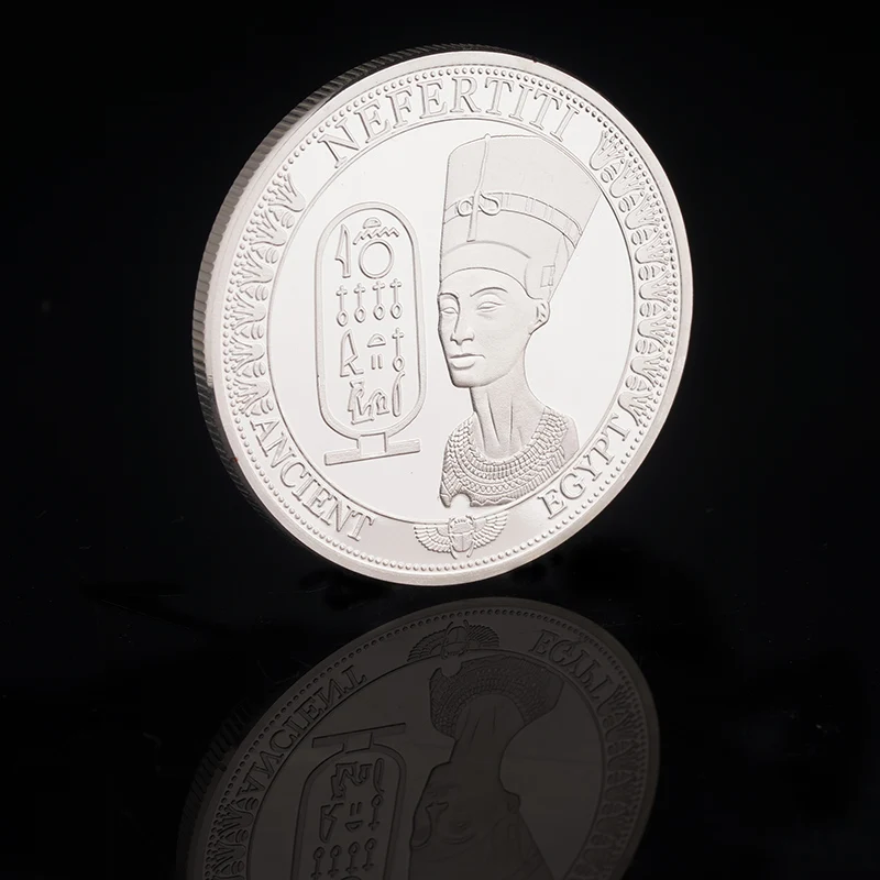 

Egypt Cleopatra Silver Plated Egyptian Queen Nefertiti Commemorative Coin Bitcoin Coin Collectible BitCoin Art Collection Gift