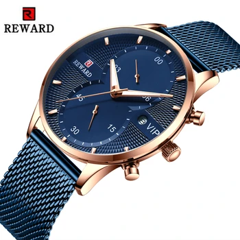 

REWARD Fashion Men's Watch Top Brand Luxury Chronograph Sport Watch Men Stainless Steel Waterproof Men Watch Clock Reloj Hombre