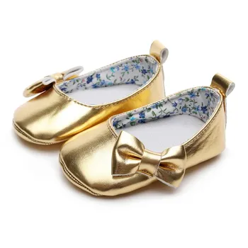 

Baby Girls Princess Shoes First Walkers Newborn Shoes PU Leather Soft Soled Non-slip Toddler Girl Footwear Shoes 0-18M
