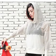 Voobuyla осень Для женщин с капюшоном куртка для бега топы с длинными рукавами женские для фитнеса спортивной сексуальные выдалбливают видеть сквозь куртка для йоги