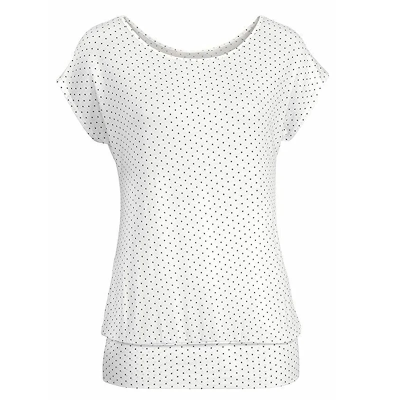 Bigsweety Винтажная летняя футболка с принтом в горошек для женщин, тонкая футболка с коротким рукавом и круглым вырезом, повседневные женские топы, футболки, новинка