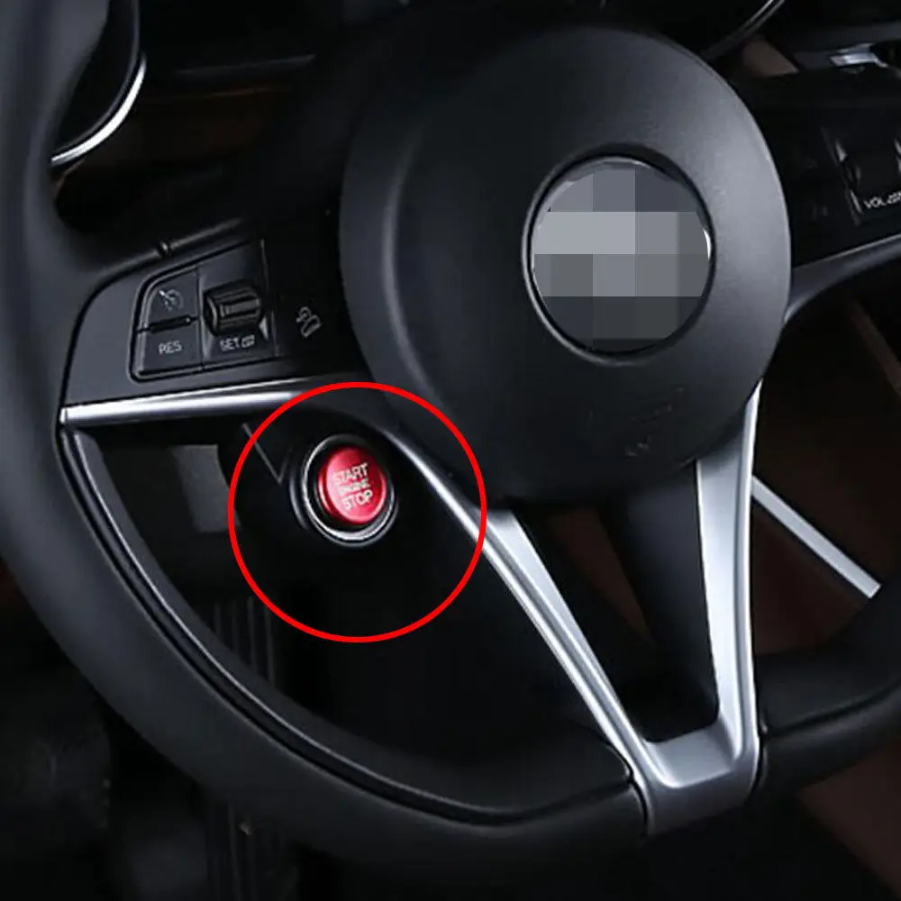 Bbq @ Fuka Fit Per Alfa Romeo Giulia 2017 Motore Auto Start Stop Push Button Interruttore Manopola Anello Trim