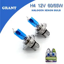 GRANT 1SET H4 12V 60 55W Halogen Xenon Bulbs 6000K Bright White Car Headlight Replacement Lamps