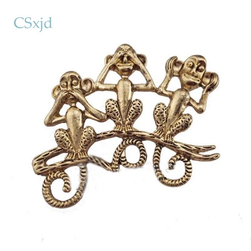 

CSxjd Retro Cute three little monkeys Brooches For men and women Broche Animal Metal Alloy Collar Clip Pins Mujer Bijoux