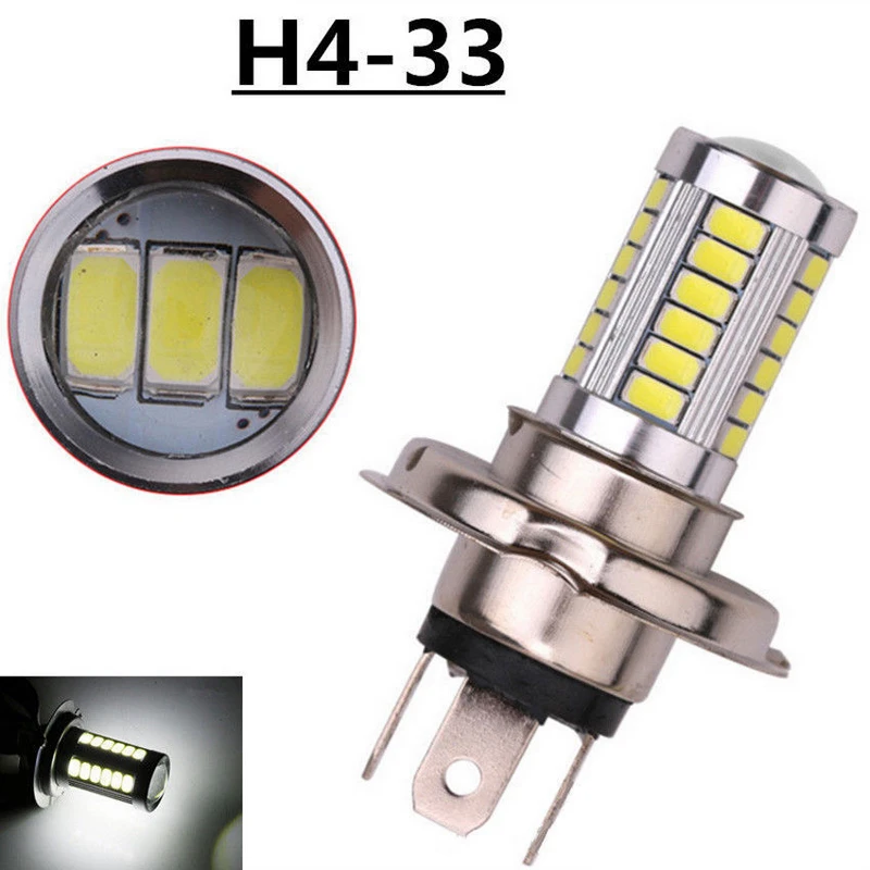 

1pc H4 5630 33LED 12V 800LM 6500K High Brightness Car Fog Light Headlight Lamp Day-time Running Light Turning Braking Bulb White
