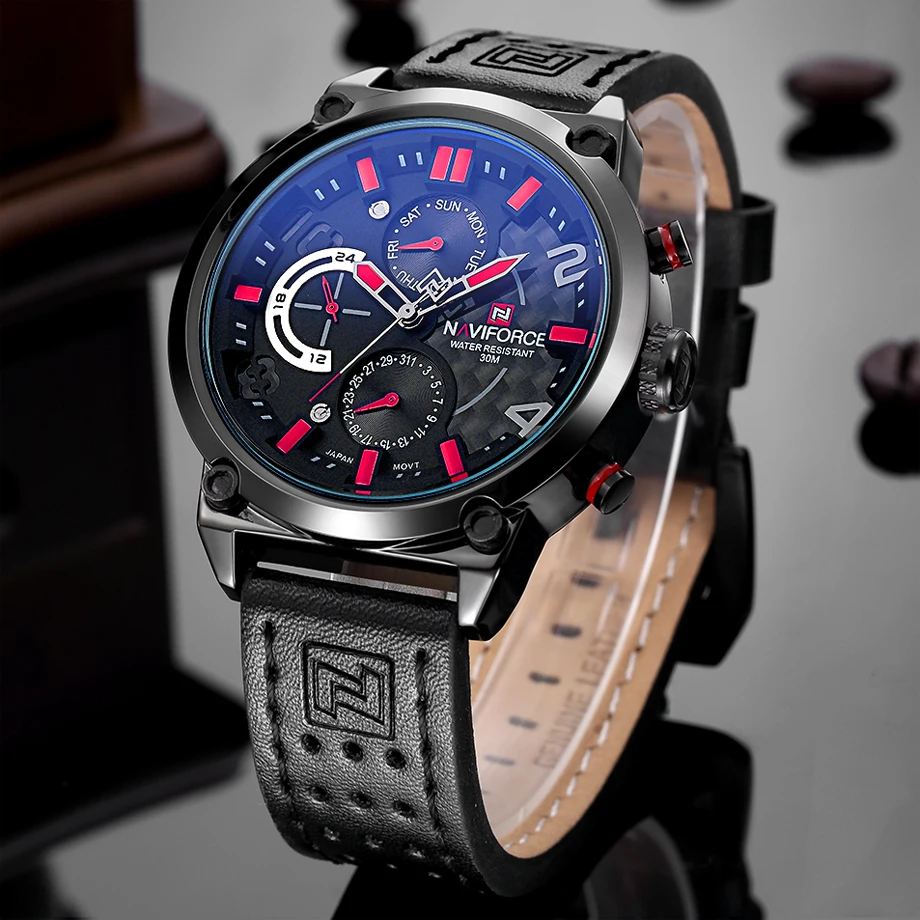 NAVIFORCE Роскошные брендовые кожаные Аналоговые кварцевые наручные часы функциональные военные мужские Часы повседневные часы мужские часы Relogio Masculino