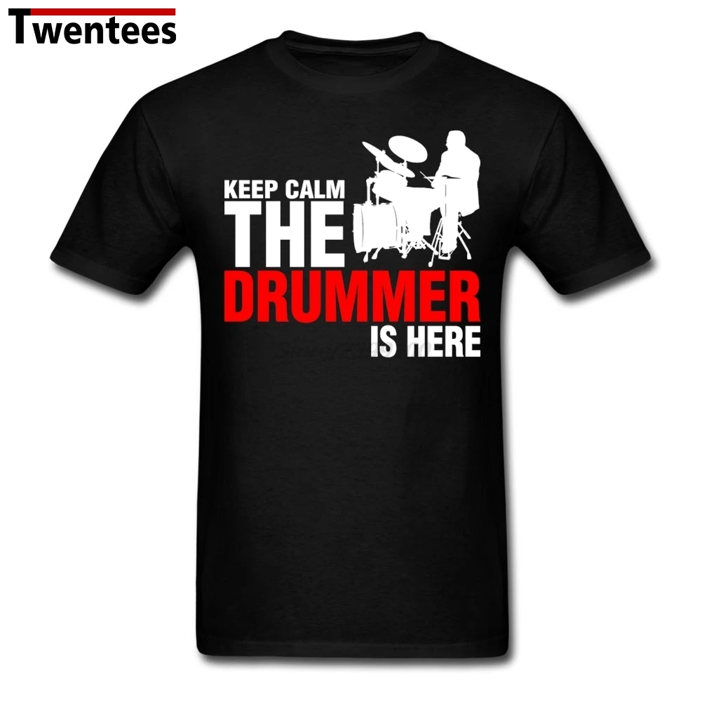 ==> [Free Shipping] Buy Best Custom Short Sleeve Boyfriend's Keep Calm The Drummer Is Here T-shirt Men Boy Premium XXXL Couple Shirts Online with LOWEST Price | 32757783521