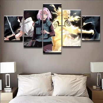 

Home Decor Modern Art Wall Modular Picture 5 Panel Naruto Character Print On Canvas For Living Room Poster Painting Frame