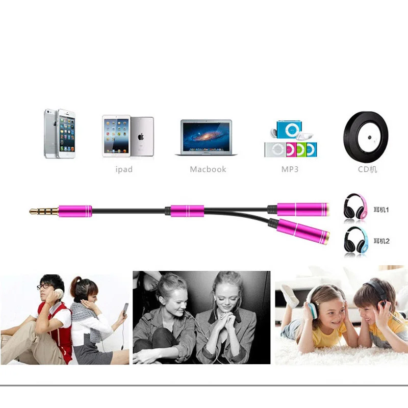 2pcs 3 5 Mm Revolution Mother Audio Two Connectors Couple Double Jack Computer Headphone Speaker Interface Splitter