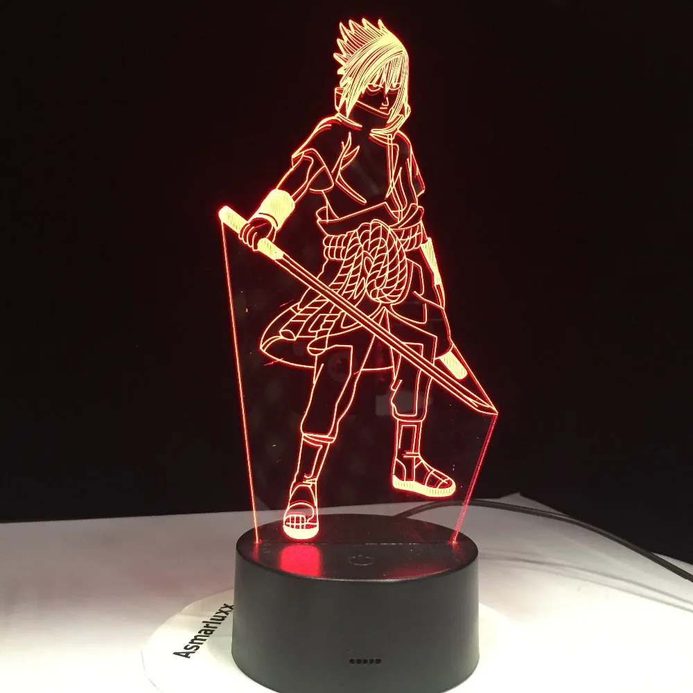 Sasuke Naruto 3D Night Light Modelling Lighting Fixtures 7 Color Changing Led Kids Bedside Visual A