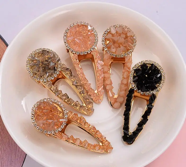 

Women Pearl Shining Hair Clip Gold black Rhinestone Hairpin Headwear ladies Slide Grips Barrette hair pin girls Hair Accessories