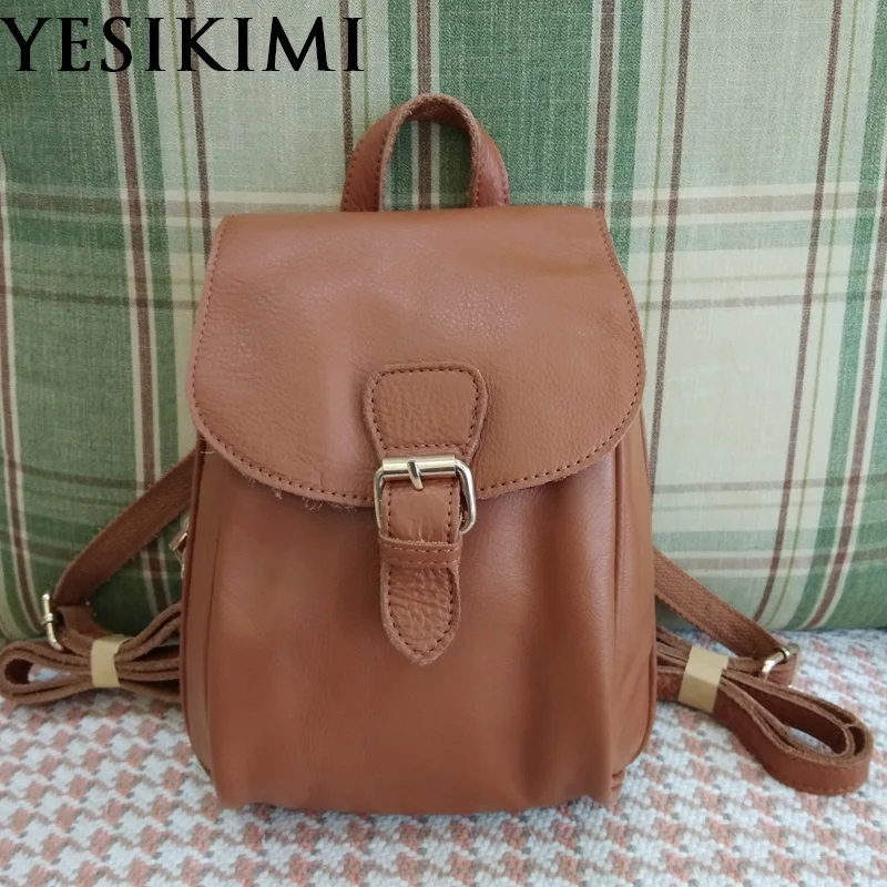 2019 Новый женский рюкзак 100% из натуральной коровьей кожи с тиснением коричневый