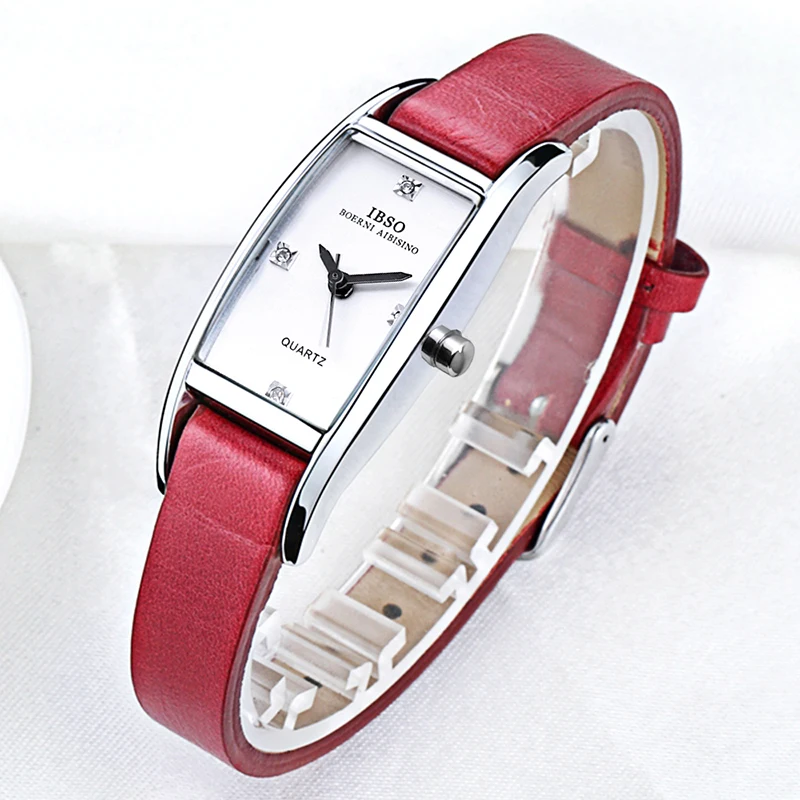 

IBSO Thin Leather Women Quartz Watch Creative Rectangle Dial Ladies Wrist Watch Relogio Feminino 2019 Valentine's Day Gift #3921
