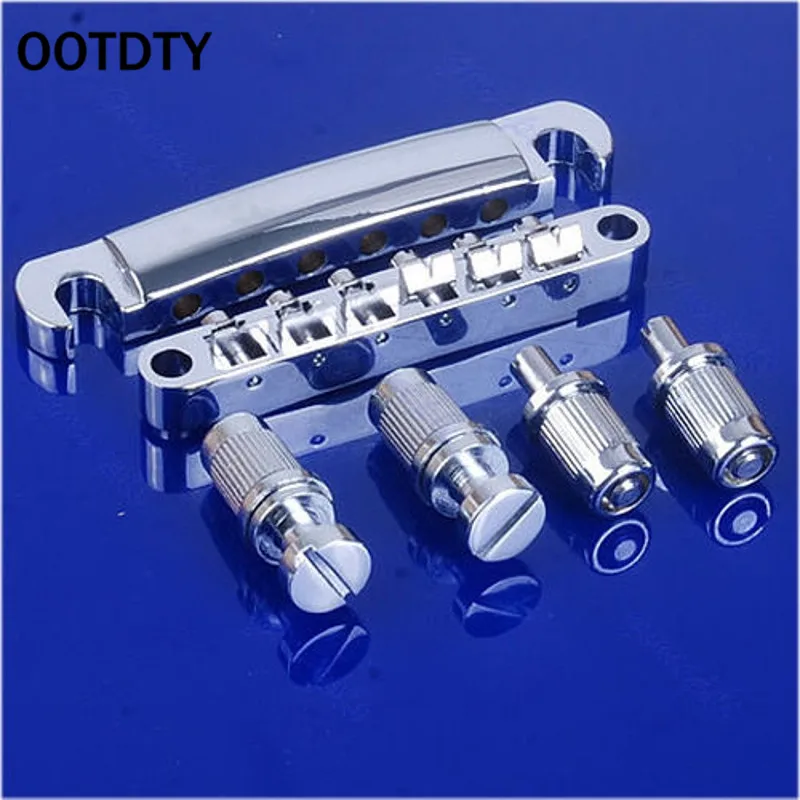 

OOTDTY Chrome Guitar Bridge Tune-O-matic Tailpiece Tail For Les Paul LP Style Set New