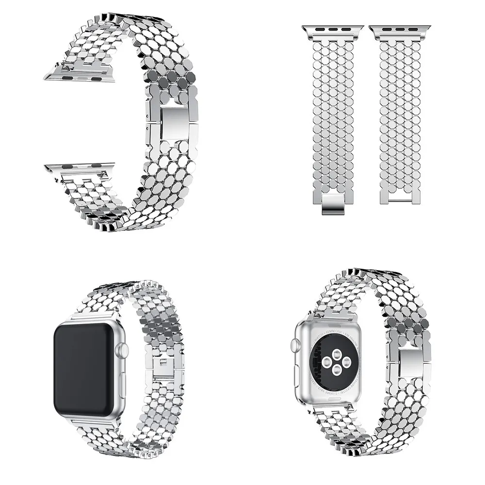 Браслет из нержавеющей стали для часов Apple Watch Band металлические звенья Браслет Смарт часы ремешок 42 мм