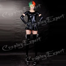 Free Shipping DHL Sexy Fancy Dress Adult Sexy Black Shiny Metallic Catsuit Dress Catsuit For Halloween Party SZ14010314