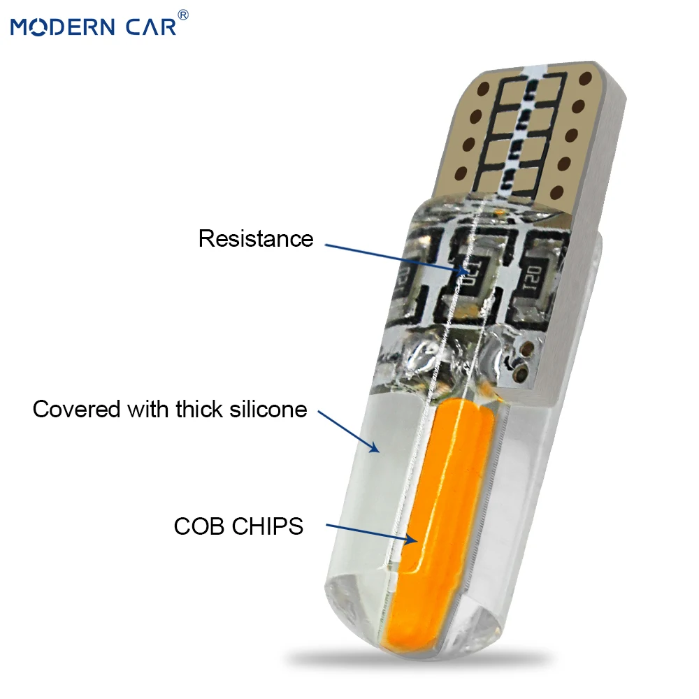 Современный автомобиль 2 шт. T10 светодиодный силиконовый корпус COB 194 168 Авто красный желтый синий автомобильный светильник лампы для чтения купол W5W светодиодный светильник для автомобиля