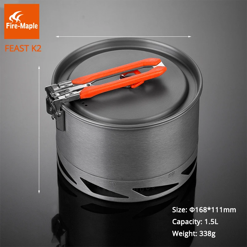 Fuego de arce fiesta serie K2 1.5L al aire libre plegable portátil con intercambiador de calor Pot Camping tetera Picnic utensilios de cocina 338G FMC-K2