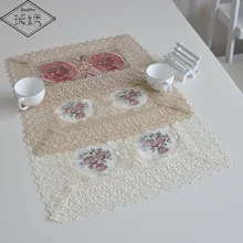 1 Set 4pcs 30x45cm Organza Fabric Embroidered Dining Place Mats Pad For Table Decoration