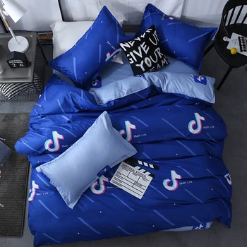 

Classic bedding set 5 size grey blue flower bed linen 4pcs/set duvet cover set Pastoral bed sheet AB side duvet cover 2019 bed