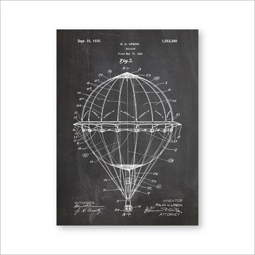 Горячий воздушный шар патент принты авиация художественное произведение на стену художественные Плакаты Декор комнаты винтажный чертеж Холст Картина Подарок Идея - Цвет: PH3892