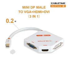 Cabletime3 in 1 mini Thunderbolt DisplayPort to HDMI+ DVI+ VGA Adapter for definition monitor projector LCD MacBook MacBook N004