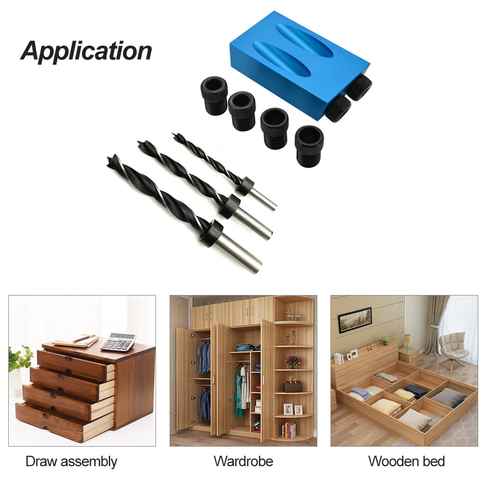 14Pcs/set Oblique Hole Locator 15 Degree Pocket Hole Screw Jig with Dowel Drill Bit Carpenters Drill Guide DIY Woodworking Tools