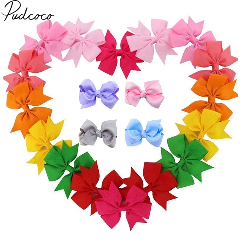 

2018 Brand New Fashion Toddler Baby Kid Girl Large Hair Bows Sequin Alligator Clips Headwear Solid Bowknot 20/40 PCS Wholesale
