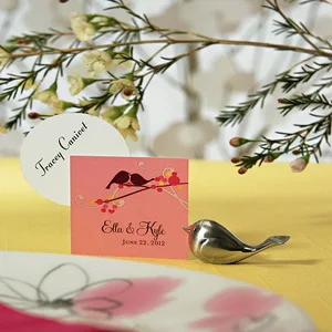 

FREE SHIPPING(15pcs/Lot)+Love Bird Place Card Holder with Brushed Silver Finish Wedding Baby Birthday Party Decoration Favors