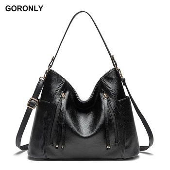 

GORONLY Brand Vintage Leather Women Handbags Female Designer Large Capacity Tote Shoulder Crossbody Bags Fashion Ladies Purses