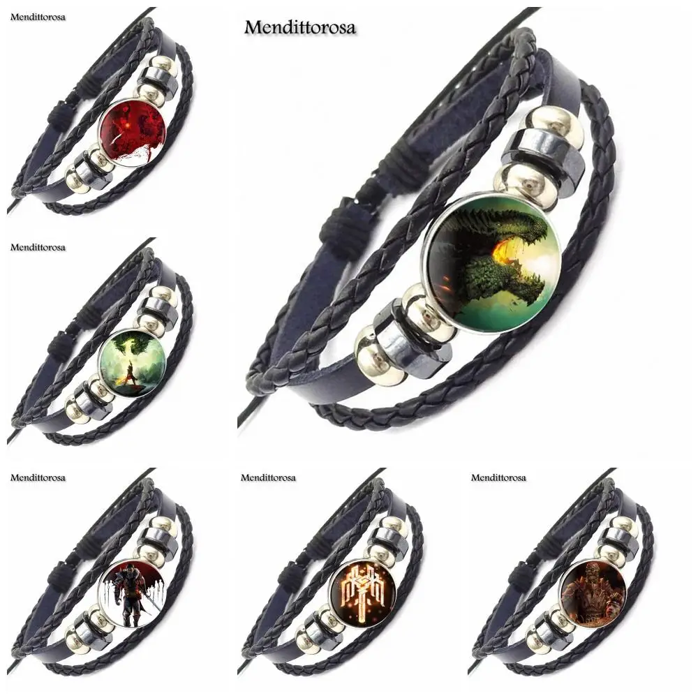 Per Le Donne Girocollo Dragon Age Steam Punk Gioielli Con Cabochon In Vetro Bracciale Rigido In Pelle Nera