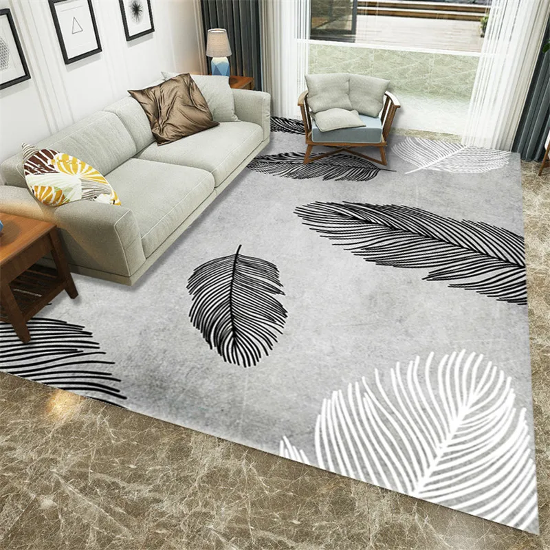 Us 2 65 38 Off 3d Luxury Feather Printed Livingroom Carpets Modern Coffee Table Area Rugs Bedroom Carpets For Living Room Footpad Carpet Decor In