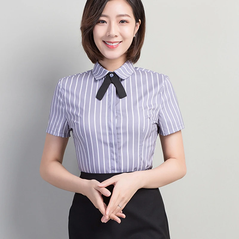 White Stripe 2019 Gray Mince Shir Femelle D'été À Fyyb76gv Femme rstChQd