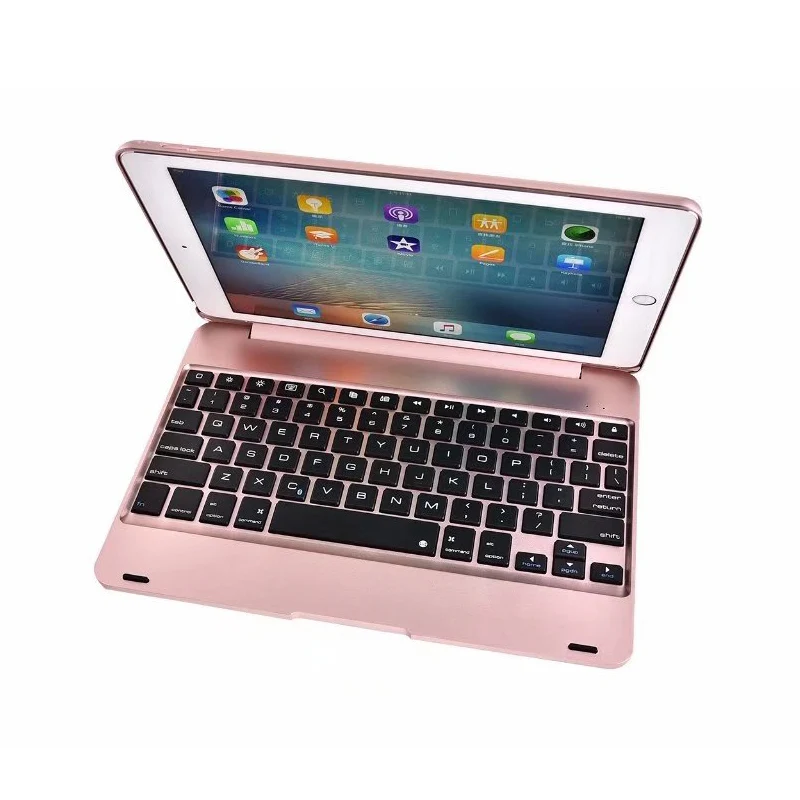 Top Flip Keyboard For iPad 9.7 Air / Air 2 5th 6th Generation Bluetooth Keyboard Case for iPad 9.7 / Pro 9.7 Cover - Цвет: Rose Gold