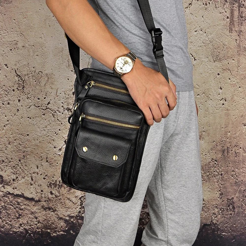 New Real Leather Multifunction men vintage Fashion Small Belt Pack Cross-body Bag Waist Pack Drop Leg Bag 8" Pad Pouch 838-b