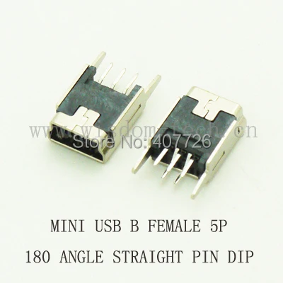 

10PCS Mini USB 2.0 Connector Plug-in B Type 5Pin 180Degree Straight Feet DIP Micro Powering Jack Micro USB socket for Camera